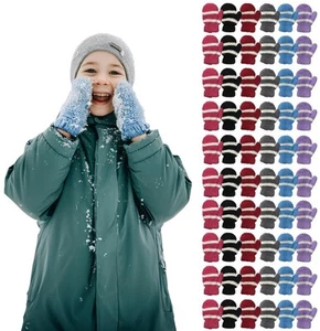60 Packs Kids Fuzzy Mittens, Warm Soft Mitten Toddlers Children, Bulk (Assorted) - Picture 1 of 8