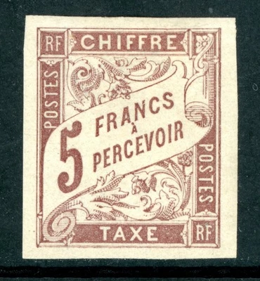 France 1884 Colonies General Issues 5 Fr Brown Postage Due Scott #J14 Mint G92 - Image 1 of 4