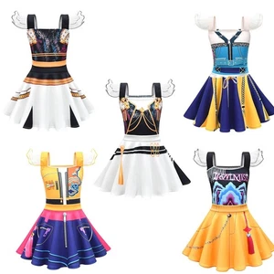 Kids Girls Dress A-Line Skirt Flying Sleeve Costume Ruffled Christmas Birthday - Picture 1 of 38