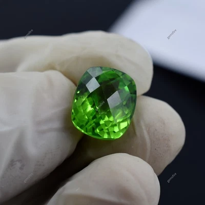 Rare Green Peridot 11.95 Ct Natural CERTIFIED Cushion Cut Loose Gemstone - Image 1 of 4