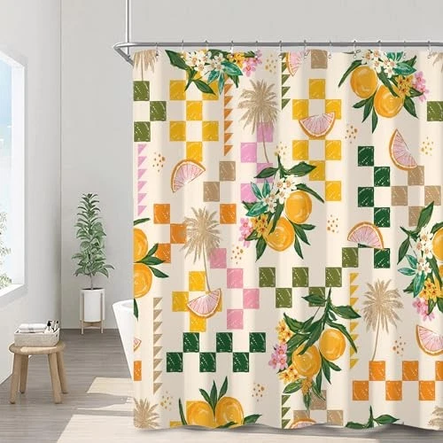 Cortina de Ducha, Frutas Amarillas y Verdes Ducha 72"W x 72"L (Pack de 1) Limón Foto 1 de 4