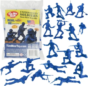 Timmee Plastic Army Men - Personaggi soldatini giocattolo blu 48 pezzi - Made in USA - Foto 1 di 12