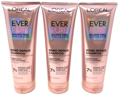 (3) Loreal Ever Pure Bond Repair Shampoo New In Packaging 6.8 fl oz Each - Image 1 of 3