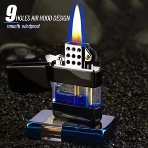 Transparent Oil Tank Metal Kerosene Windproof Rocker Lighter Grinding - Picture 1 of 13