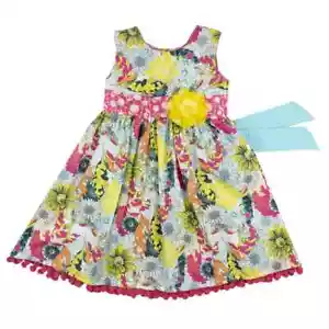 NEW Haute Baby Mystic Garden Dress Size 4T Mint Pink Blue Yellow Floral NWT - Picture 1 of 5