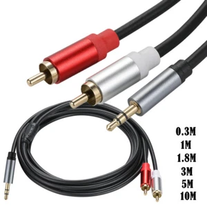 3,5 mm Stereo Audio Klinke auf 2 Cinch Twin Phono Kopfhörer Stecker 24K AUX Gold Kabel AV - Bild 1 von 9