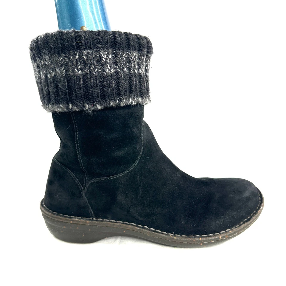 Suéter feminino UGG tamanho 8 preto camurça couro bota punho listrado roll down - Imagem 1 de 1