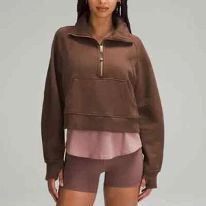 New Lululemon Scuba Oversized Funnel Neck Half Zip - XS/S - Java/Brown NWT - Foto 1 di 6