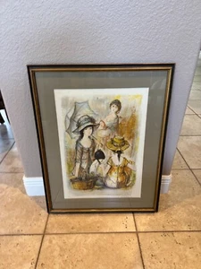 JACQUES LALANDE Vintage Signed Numbered Lady Women Children Portrait Lithograph - Picture 1 of 4