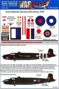 Kits World Decals 1/32 B-25 MITCHELL Roundels & Stencils for R.A.F. Aircraft - Picture 1 of 3