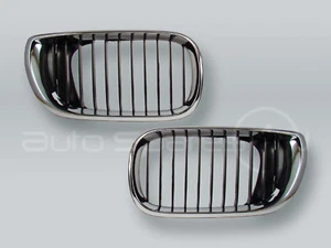 Chrome/Black Front Hood Grille PAIR fits 2002-2005 BMW 3-Series E46 4-DOOR - Picture 1 of 2