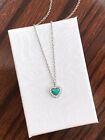 Tiny Turquoise Heart Necklace 925 Sterling Silver Cz Pendant Dainty 7mm(0.28")