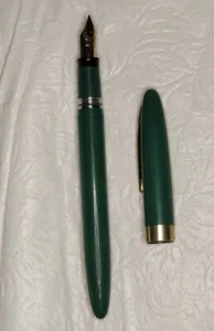 Vintage Sage Green Admiral Snorkel Sheaffer Fountain Pen 14K Gold NIB #5 - Picture 1 of 8