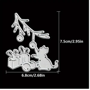 Kätzchen spielt Christbaumschmuck Metall stanzt Standard dünn 2,75" x 2,75" - Bild 1 von 2