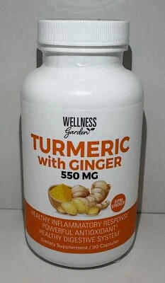 Wellness Garden™ Cúrcuma W Jengibre 90 Cápsulas Inflamatorio y Digestión Exp-2027 Foto 1 de 2