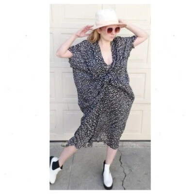 Issa London Women's Printed Silk Kaftan Dress Polka Dots Black and White Size 4 - Image 1 of 4