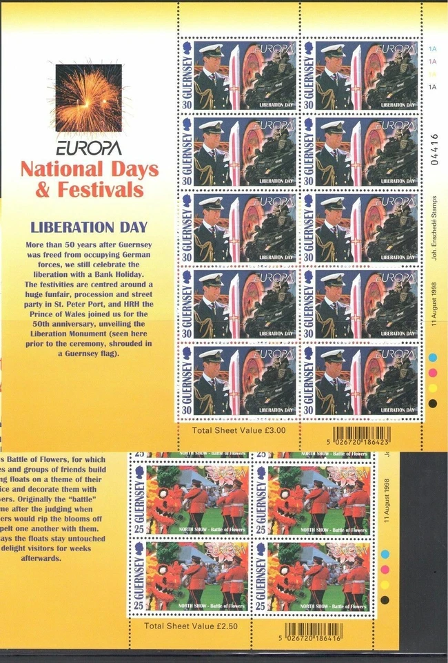 EUROPA CEPT. GUERNSEY 1998 MINI HOJAS. NUEVO Y PERFECTO SIN USAR - Imagen 1 de 1