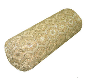 We63 -Beige Tan Eye Flora Damask Bolster Case/Pillow/Sofa Seat Cushion Cover
