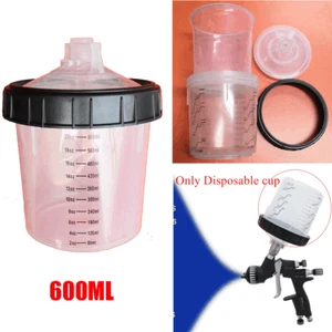 22oz 600ML Disposable Paint Cup Kit 1 Hard Cup & Collar For Spray Gun Adapter - Picture 1 of 12