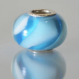 Cuentas de individualidad IBB plata esterlina azul blanco cristal de Murano cuentas - Imagen 1 de 3