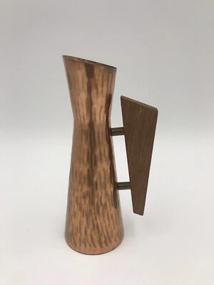 Kupfervase Teakholz Hammerschlag 14cm. - Bild 1 von 4