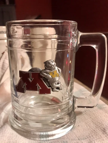 University Of Minnesota Golden Gophers Glass Mug Tankard Officially Licensed Cover
