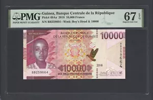 Guinea 10000 Francs 2018 P49Aa Uncirculated Grade 67 - Picture 1 of 2