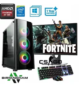 Gaming PC Bundle Intel Quad Core i7 Fast Computer 16GB 1TB Win10 8GB RX 580 - Picture 1 of 2