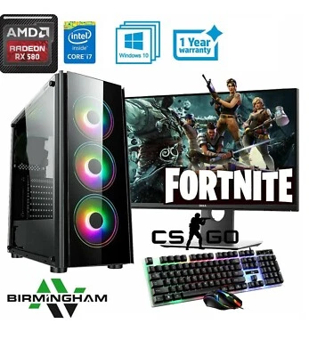 Gaming PC Bundle Intel Quad Core i7 Fast Computer 16GB 1TB / RX 580 8GB / win 11 - Image 1 of 2