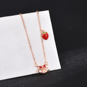 My Melody Strawberry Rose Gold Chain Charm Necklace Cute Sanrio Character
