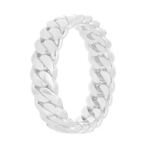 14k White Gold Miami Cuban Ring Curb Link Band 5mm Size 8.5 - 4.5 grams - Picture 1 of 4
