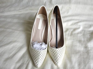 ⭐ Ivory Satin Bridal Shoes Size 3 Dorothy Perkins RRP £32.00 Slip On Court Shoe - Picture 1 of 10