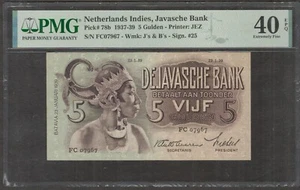 Netherlands Indies 5 Gulden Wayang Waveren Sign P-78b 1939 EF PMG 40 EPQ - Picture 1 of 2