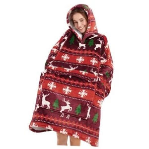  Oversized Blanket Hoodie Blanket for Women,Wearable Christmas Reindeer Adult - Picture 1 of 7