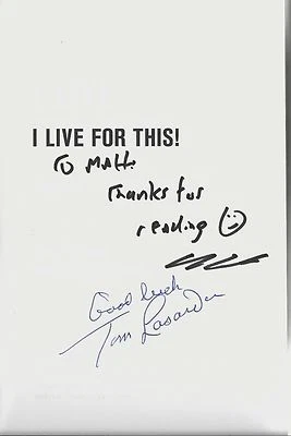 TOMMY LASORDA LOS ANGELES DODGERS BASEBALL HOF- RARE I LIVE FOR THIS SIGNED BOOK - Image 1 of 2