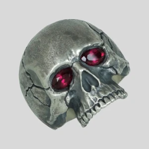 Ruby Skull Ring Sterling Silver Harley Biker Handmade Davidson Size by UNIQABLE - Picture 1 of 12