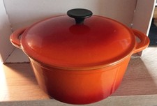 Cocotte Fonte Émaillée Orange Vintage 23 Cm No Le Creuset Parfait État