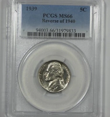 1939 reverse of 1940  Jefferson Nickel CERTIFIED PCGS MS 66 5c - Image 1 of 4