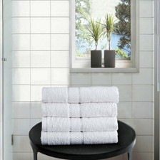 100% Luxury Egyptian Combed Cotton 4 Hand Towels Soft Absorbent 450 GSM WHITE