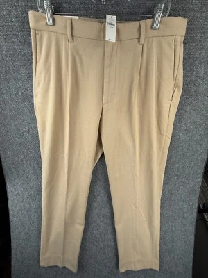 Nuevo con etiquetas Pantalón Plisado Cepillado Banana Republic Hombres 34x30 Pierna Cónica Calce Relajado Foto 1 de 4