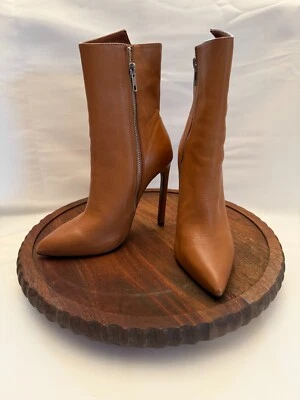 Botas TONY BIANCO Frappe Como couro salto alto meia panturrilha conhaque marrom tamanho 5 - Imagem 1 de 4