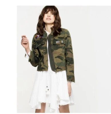 Zadig & Voltaire Kavys Camou Brocade Jacket in Olive Size M - Image 1 of 4