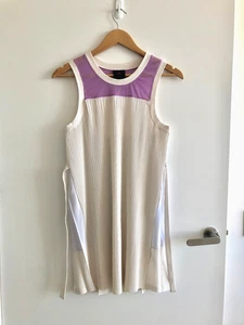 Jordan Tennis Pleated Cream Grey Purple Mesh Dress Very Limited Edition Size XS - Picture 1 of 10