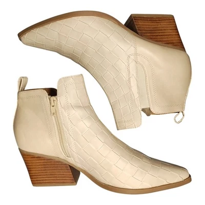 Yellowbox Cameon Ankle Boots Womens Size 8.5 Tan Synthetic Block Heel Side Zip - Image 1 of 4