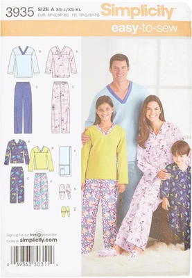 Sewing Pattern 3935 Miss/Men/Child Sleepwear, a (XS-L/XS-XL) - Image 1 of 4
