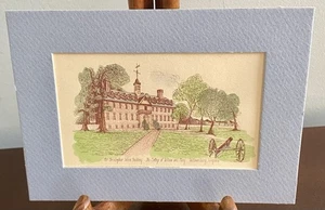 VTG Matted Print SIR CHRISTOPHER WREN BUILDING William & Mary Williamsburg VA - Picture 1 of 4