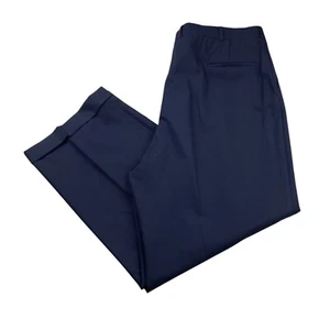 VTG Burberry Men's Loro Piana 100% Wool Pleated Dress Pants Navy Blue • 42x30 - Picture 1 of 12