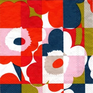 (2) Papier Getränk Servietten für Decoupage/Mixed Media - Mini Ruutu Unikko Orange - Bild 1 von 1