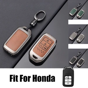 Zinc Alloy Leather Car Key Fob Case Cover Bag For Honda CR-V HR-V Civic Passport - Picture 1 of 10