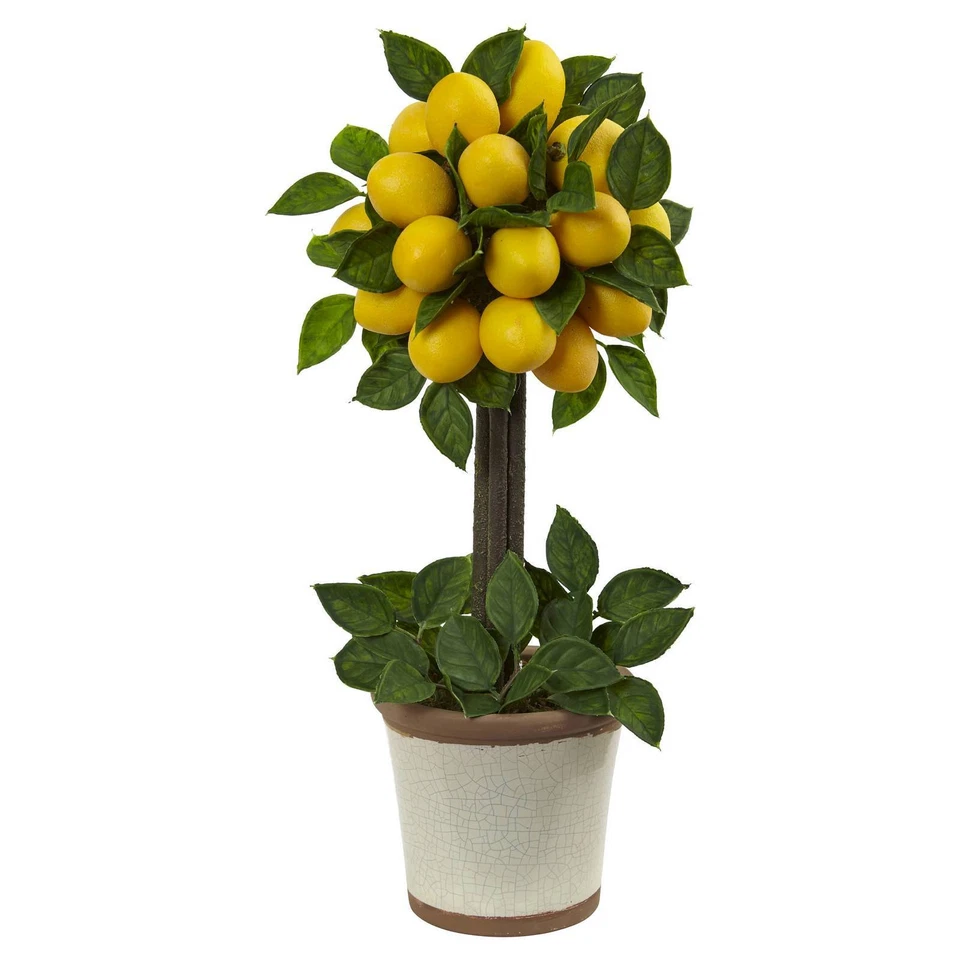 Nearly Natural Lemon Ball Arrangement Topiary Yellow 4865